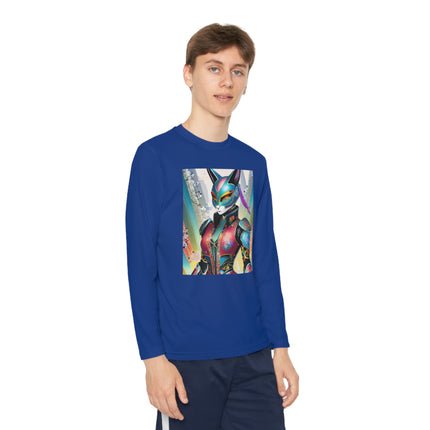 Cyberpunk Chic Youth Long Sleeve Competitor Tee – Holographic Style & Futuristic Adventure
