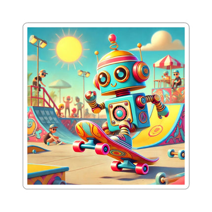 🛹🤖 The Skate Park Robot Kiss-Cut Sticker – Action, Energy & Retro Fun