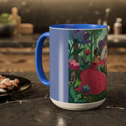 The Lady Of The Enchanted Mirror Colorful Mugs – Art Deco Botanical Elegance