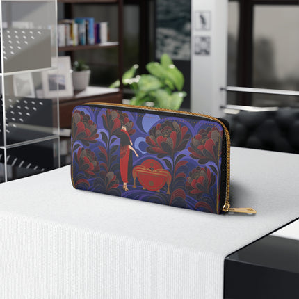 🌹💜 The Crimson Moonlight Garden Wallet – Art Deco Floral Mystery