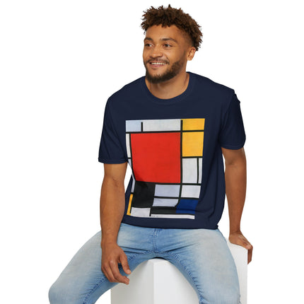 Composition with Red, Yellow, Blue, and Black Softstyle T-Shirt