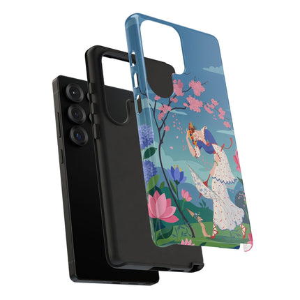 🌸☂️ The Lady Of The Falling Blossoms Phone Case – Art Deco Garden Whimsy