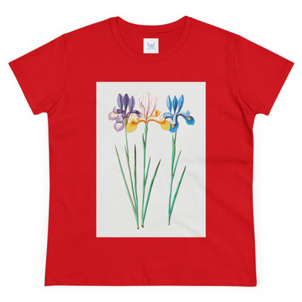 Women's Blue Iris Print Midweight Cotton Tee
