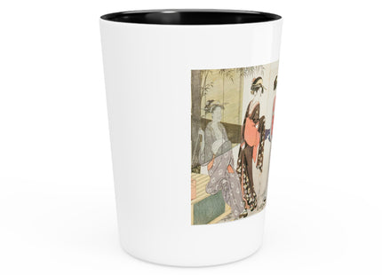 Drying and Stretching Cloth by Kitagawa Utamaro Ceramic Shot Glass