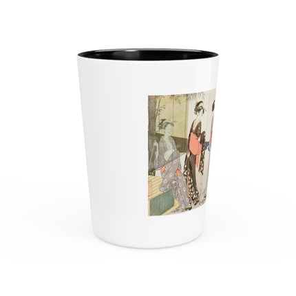 Drying and Stretching Cloth by Kitagawa Utamaro Ceramic Shot Glass