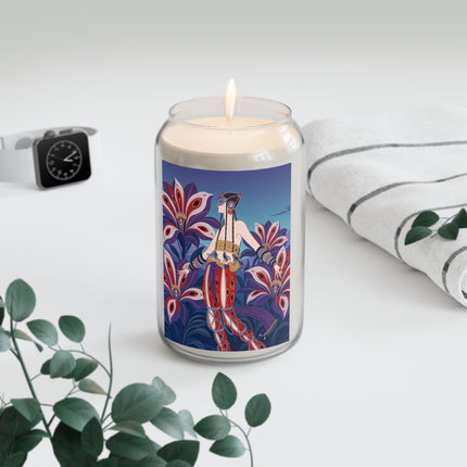 🎭🌺 The Enchanted Peacock Blossom Dancer Scented Soy Candle – Art Deco Floral Fantasy