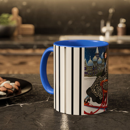 Elegant Winter Woman in Sleigh Colorful Mugs (11oz, 15oz)