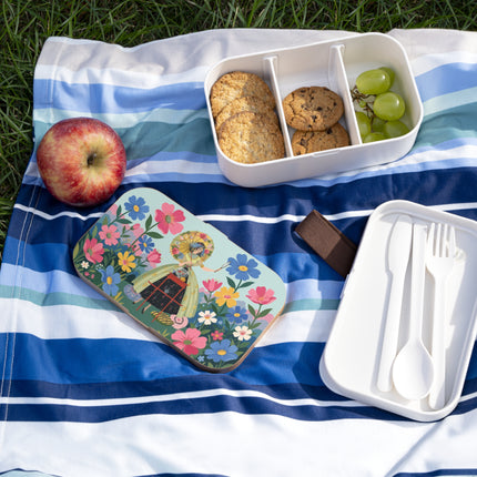 🌸🪞 The Floral Parasol Reflection Bento Lunch Box – Art Deco Garden Fantasy
