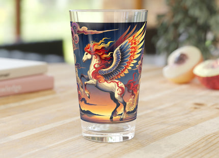 Flame-Winged Horse at Sunset  Glass, 16oz