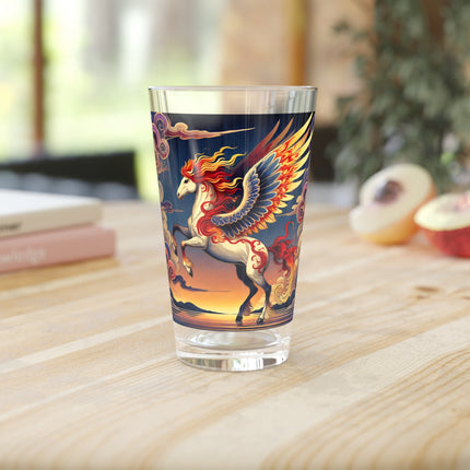 Flame-Winged Horse at Sunset  Glass, 16oz