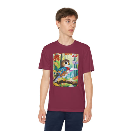 Baby Hawk Plays in Forest Youth Competitor Tee