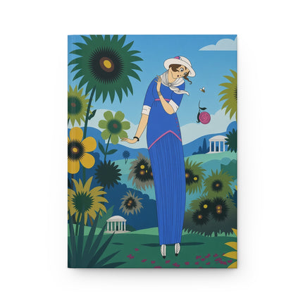 🌻💙 The Lady Of The Sunflower Garden Hardcover Journal – Art Deco Fashion Illustration