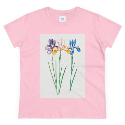 Women's Blue Iris Print Midweight Cotton Tee