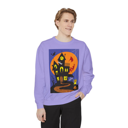 Halloween Night at the Haunted House Unisex Garment-Dyed Sweatshirt