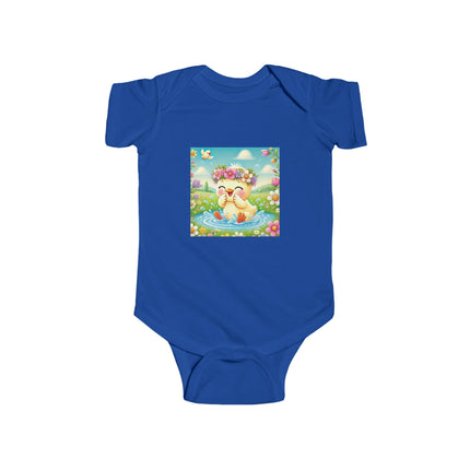 Joyful Spring Splash Baby Bodysuit – Whimsical Duckling Design