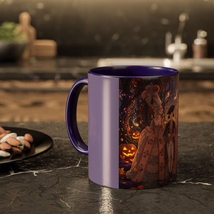 🎃🌙 The Midnight Court Of Pumpkin Grove Colorful Mug – Elegant Halloween Masquerade