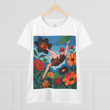 🌺✨ The Lady In The Fabulous Flowers Cotton Tee – Art Deco Floral Fantasy
