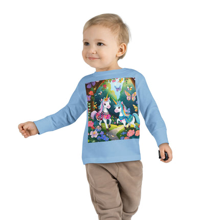 Baby Unicorns and Fluttering Butterflies Toddler Long Sleeve Tee