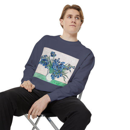 Irises by Vincent Van Gogh Unisex Garment-Dyed Sweatshirt