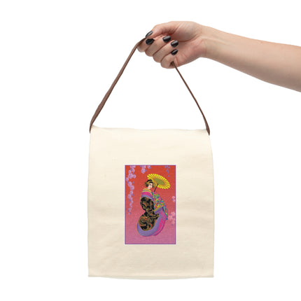 Enchanting Geisha Canvas Lunch Bag With Strap