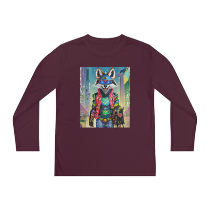 Cyber Hyena Youth Long Sleeve Competitor Tee – Neon Mischief & Futuristic Style