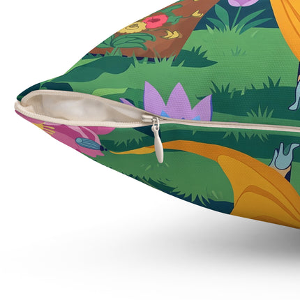 🪷✨ The Lady Of The Golden Lotus Garden Square Pillow – Art Deco Floral Elegance