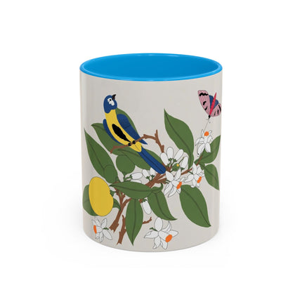 Blue Tit & Butterfly Colorful Mugs – Spring Harmony & Delicate Beauty