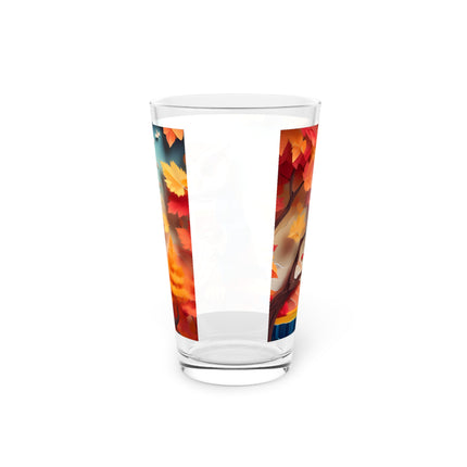 Owl at an Autumn Park Gathering Glass, 16oz