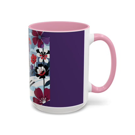 🎿❄️ The Winter Flower Skier Colorful Mug – Art Deco Alpine Fantasy