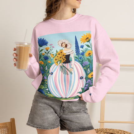 🌻🎀 The Sunflower Garden Bouquet Crewneck Sweatshirt – Art Deco Floral Elegance