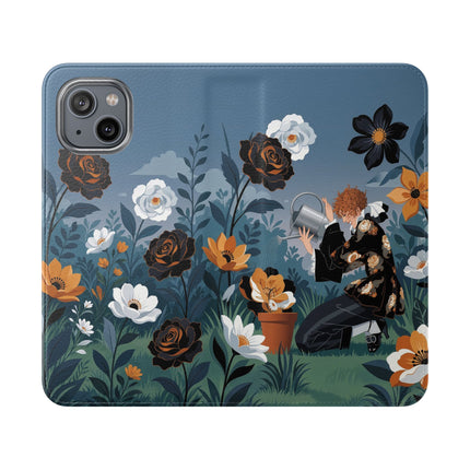 🌹💧 The Midnight Garden Keeper Flip Case – Art Deco Floral Fantasy