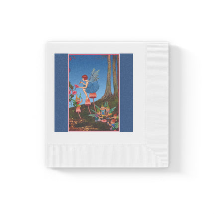 Periwinkle Painting the Petals by Ida Outhwaite White Coined Napkins