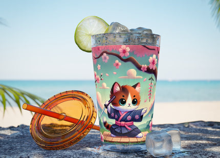 Samurai Kitten Sunsplash Tumbler with Straw, 16oz