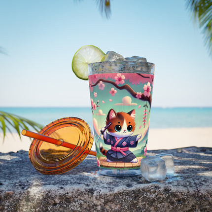 Samurai Kitten Sunsplash Tumbler with Straw, 16oz