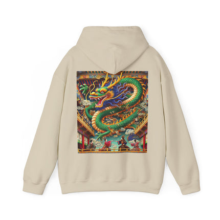 Tibetan Dragon Over Kabuki Duel – Heavy Blend™ Hooded Sweatshirt