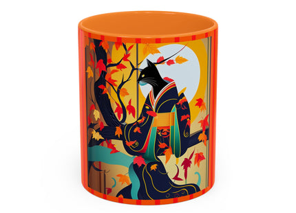 Black Cat in Kimono Colorful Mugs, 11oz