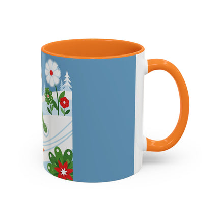 🎿❄️ The Winter Garden Skier Colorful Mug – Whimsical Holiday Fantasy