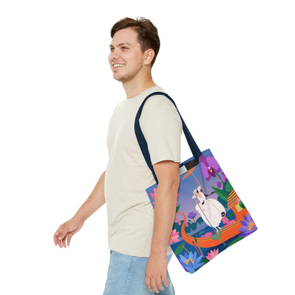 🪷🛶 The Lady Of The Lotus Garden Gondola Tote Bag – Art Deco Floral Adventure