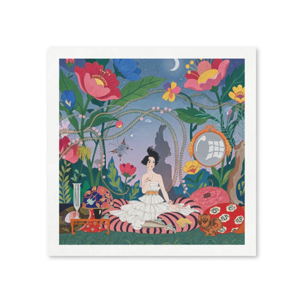 🌙🌺 The Lady Of The Midnight Garden Napkins – Art Deco Floral Reverie