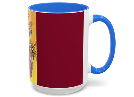 Elegant Holiday Woman with Gifts Colorful Mugs (11oz, 15oz)