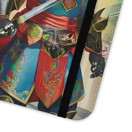 🦁🦊⚔️ Cyberpunk Lion Samurai Flip Case – Futuristic Honor & Kitsune Spirit