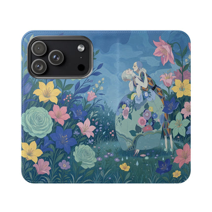 🌸💙 The Lovers In The Enchanted Garden Flip Case – Art Deco Floral Romance