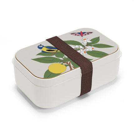 Blue Tit & Butterfly Bento Lunch Box – Elegant Charm & Springtime Grace