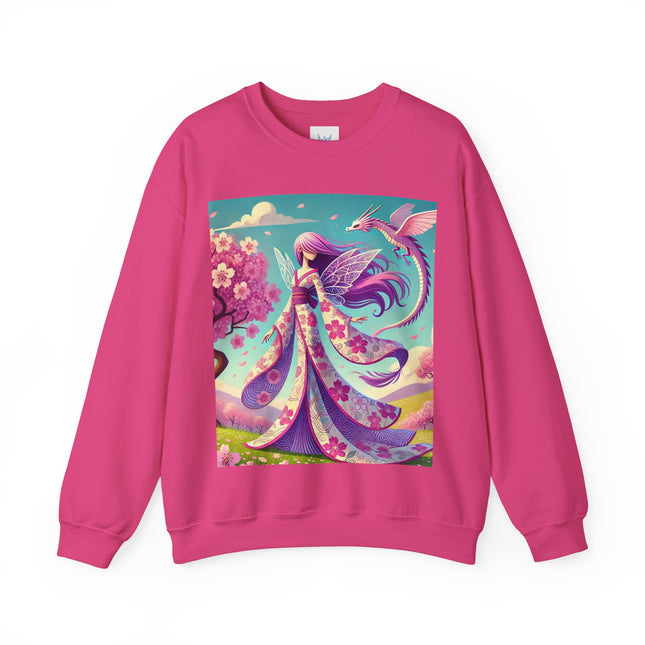 Petals in the Wind: The Kimono Fairy and the Sky Dragon Heavy Blend™ Crewneck Sweatshirt
