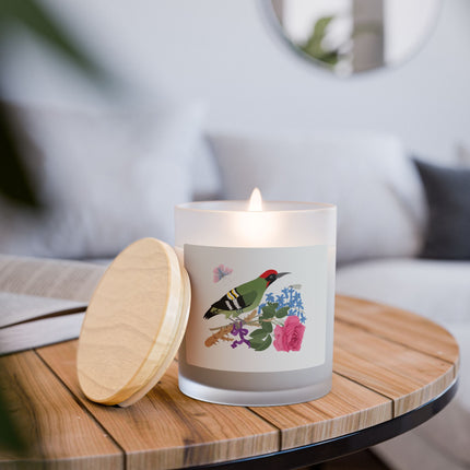 Woodpecker & Rose Frosted Glass Candle