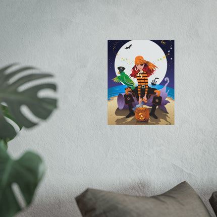Moonlit Pirate Halloween Fine Art Posters