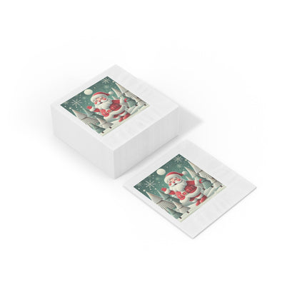 Santa's Joyful Night White Coined Napkins