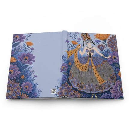🦚💜 The Lady Of The Peacock Blossom Garden Hardcover Journal – Art Deco Floral Fantasy