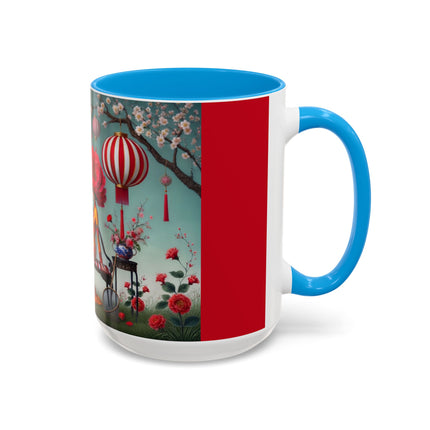 Reading in a Painted Garden Colorful Mugs (11oz, 15oz)