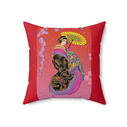 Enchanting Geisha Spun Polyester Square Pillow